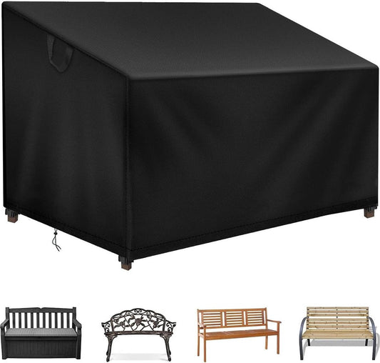 Beschermhoes voor 2-zits tuinbank, waterdicht, 134 x 66 x 63/89 cm, 600D Oxford-hoes voor tuinbank, tuinbankhoes, zwart