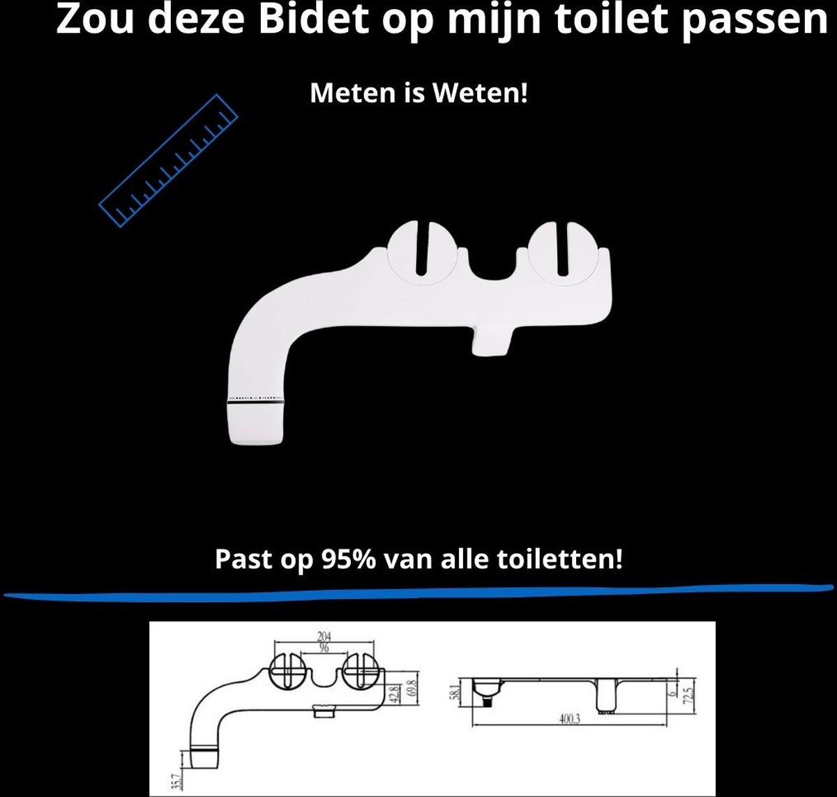 Bidet - 1 jaar garantie - Bidet handdouche - Duurzaam - Goedkope oplossing - Bidet wit - Dubbele sproeikoppen - Toiletpapier - Bidetsproeier - Bidet toilet - Bidets