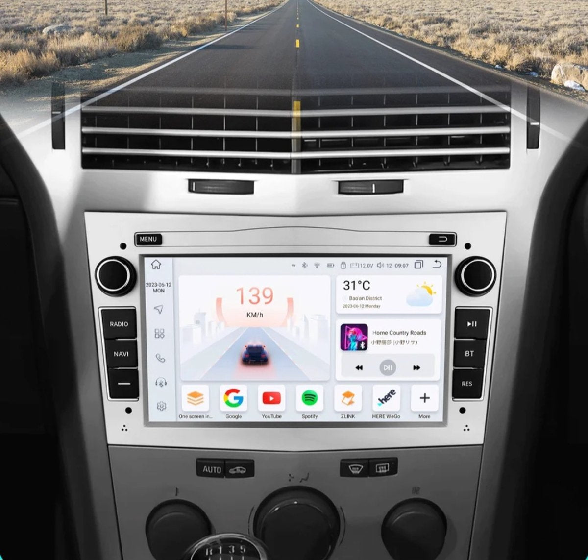 Opel Astra H Corsa C & D Agila Combo Antara Vectra Zafira Meriva Vivaro Tigra | Zilvergrijs 2002 - 2013 | Carplay & Android Auto | 1GB & 32GB | Autoradio met Navigatie | Radioscherm | 2003 2004 2005 2006 2007 2008 2009 2010 2011 2012