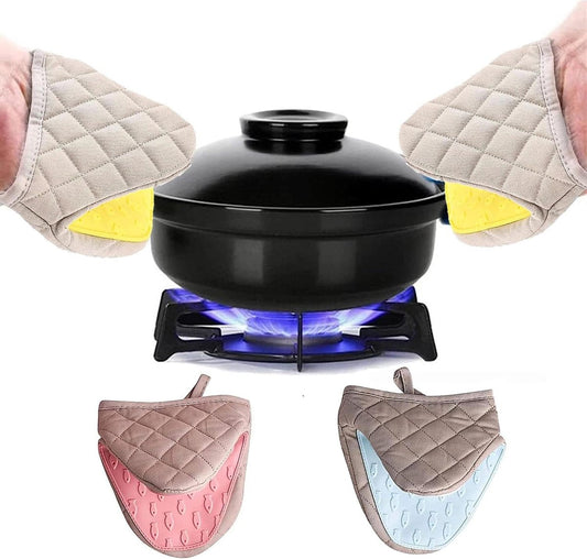 Mini-ovenwanten - Hittebestendige Antislip Siliconen Katoenen Wanten - 2 Stuks met Ophanglus - Magnetron- en Ovenbestendig - Ideaal voor Koken en Bakken