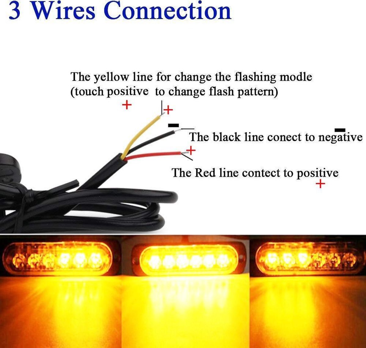8-pack waarschuwingslampen - 12V/24V LED - 18W - 2000K - Noodverlichting - Werkverkeer - 6 LED - 18 standen - Flitspatronen - AMBER - Oranje - Knipperlichten - Waarschuwingslichten - Knipperlicht - Gevaar - Noodverlichting - Knipperlichten