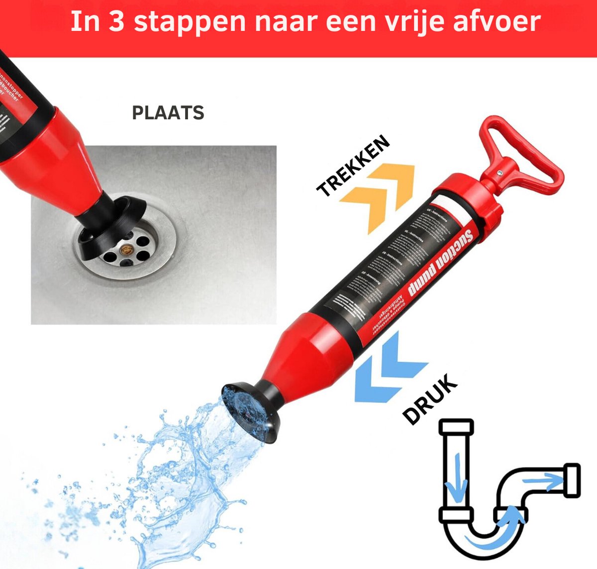 Rioolontstopper – Rioolreinigingsset - WC-ontstopper - Gootsteenontstopper - Toiletontstopper - Afvoerontstopper - Ontstoppingsveer - Rioolveer - Rioolreinigersveer - Drain Cleaner