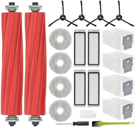 Accessoires voor Roborock Q Revo reserveonderdelen, robotstofzuiger, accessoirekit 4 stofzakken, 4 filters, 4 dweildoeken, 2 hoofdborstels, 4 zijborstels
