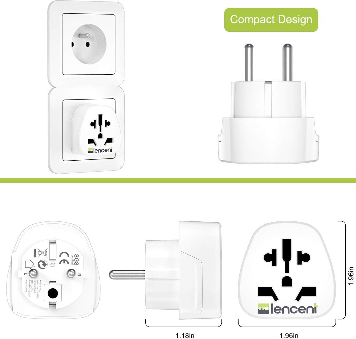 Universele Adapter Reisadapter Wereldwijd - NL/EU/DE AC-paneel - Type A/B/G/I/J VK - Engels Engeland/Amerika/CN/Australië/JP/Italië/Zwitserland - Nederland - Universeelste Stekkeradapter