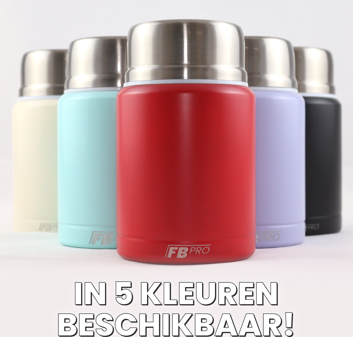 Light Blue & Black Thermos Food Container with Spoon x2 - Thermos Flask - Food container for noodles, soup, oatmeal, ice cream, baby food and more! - Yogurt cup to go - Thermos cup for taking food with you - Light Blue & Black - 450ml