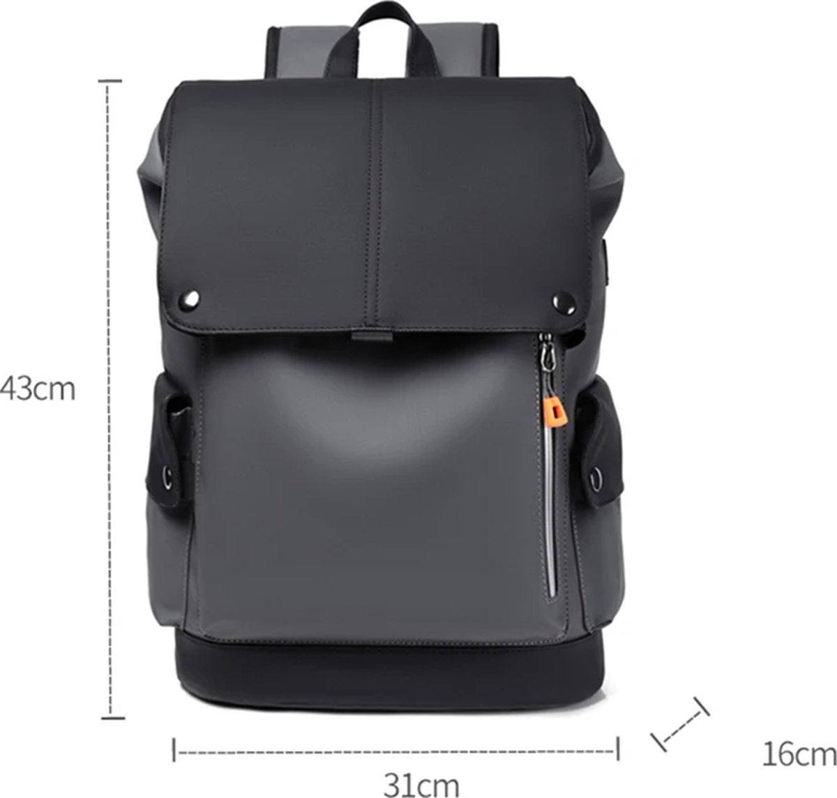 EliteNest® Rugzak - Hoogwaardige Kwaliteit PU-Leder - Waterdicht - Laptop Rugzak - 14 inch - USB Opladen - Ergonomisch en Krasbestendig - 20-35 L- Lichtgrijs
