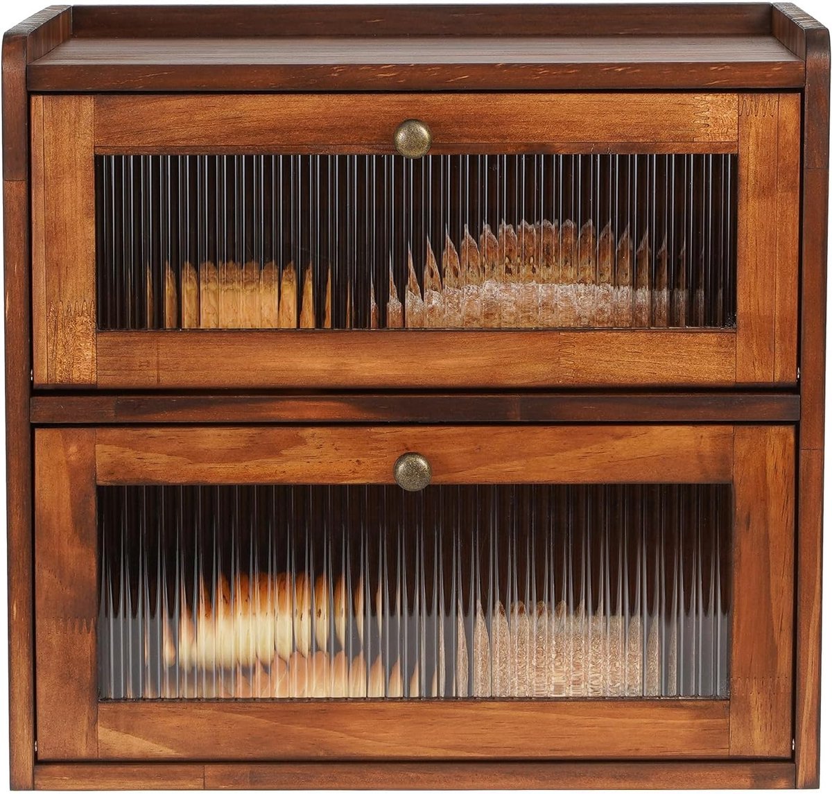 Broodopbergdoos van Massief Hout met Magnetische Acryldeur en Ventilatiegaten