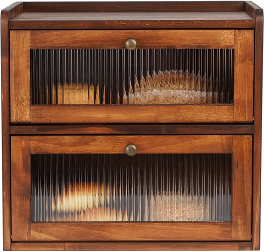 Broodopbergdoos van Massief Hout met Magnetische Acryldeur en Ventilatiegaten