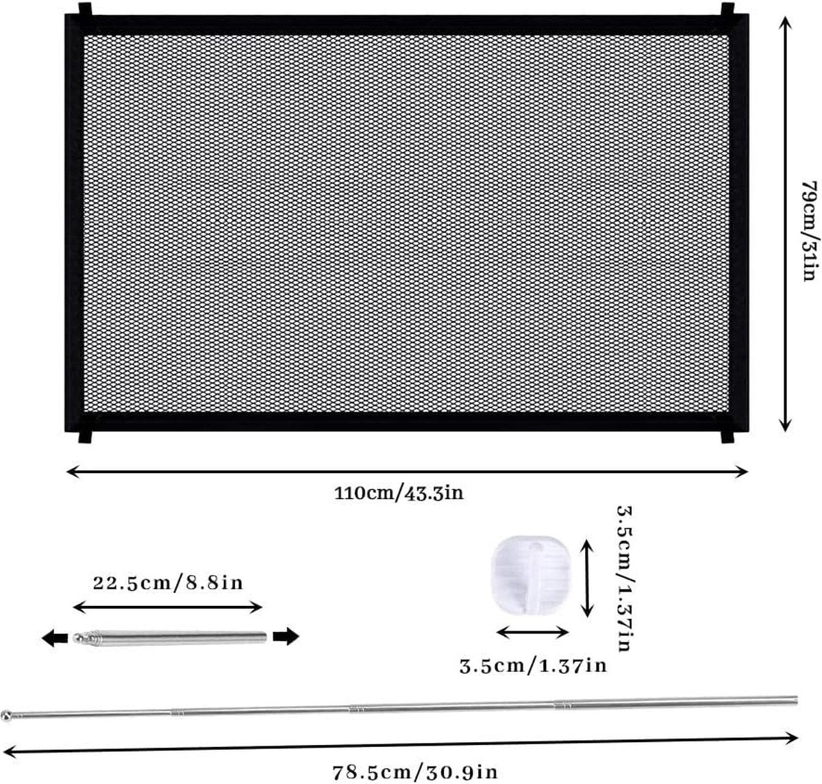 Child safety gate 110 x 79 cm - no-drill safety gate - pet barrier for dogs & cats - babyproof