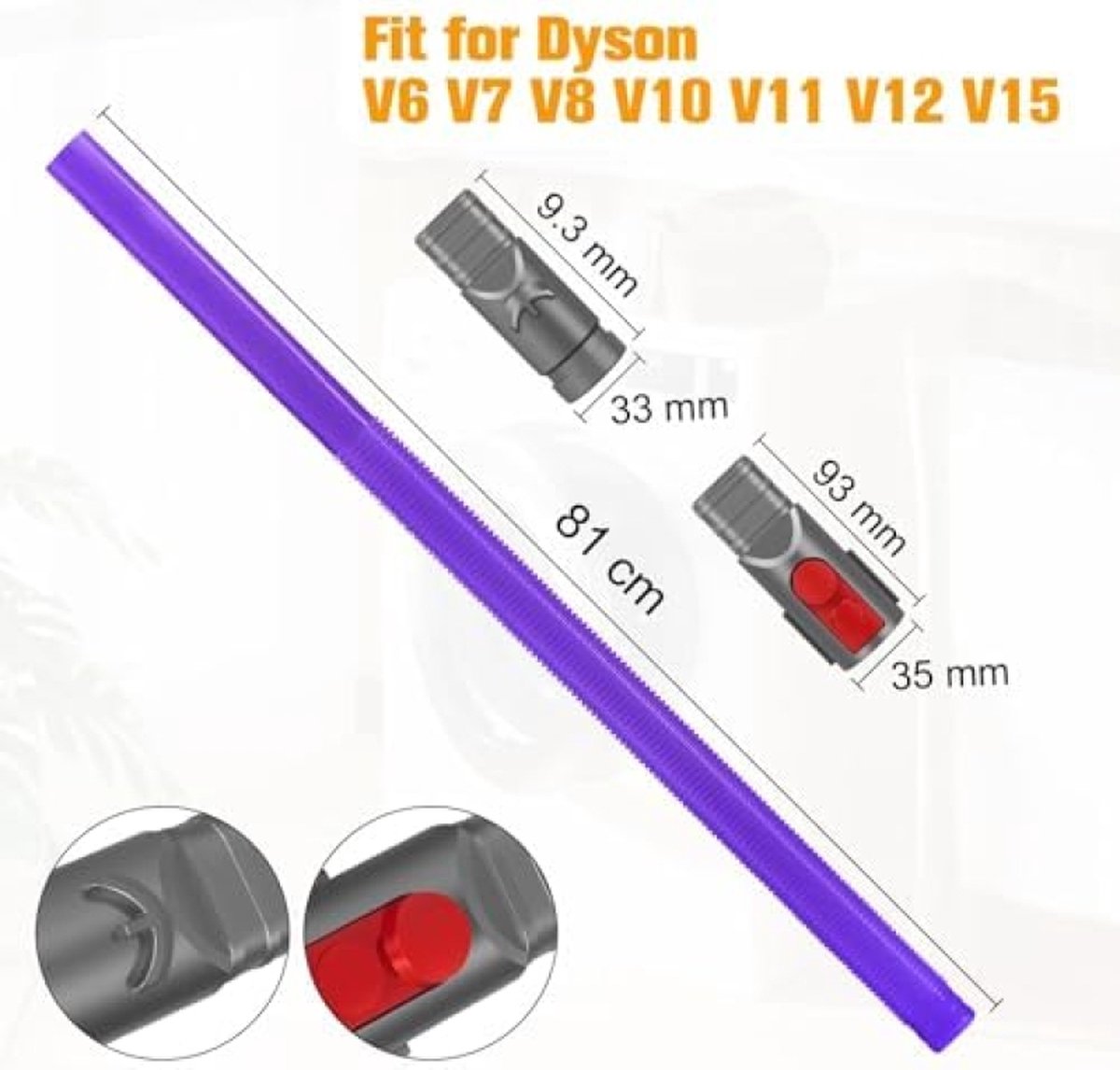 Flexible Crevice Nozzle for Dyson V15, V12, V11, V10, V8, V7, V6, Long Vacuum Cleaner Nozzle Flexi Crevice Nozzle, Flat Suction Nozzle, Vacuum Cleaner, Accessory Attachment for Cleaning