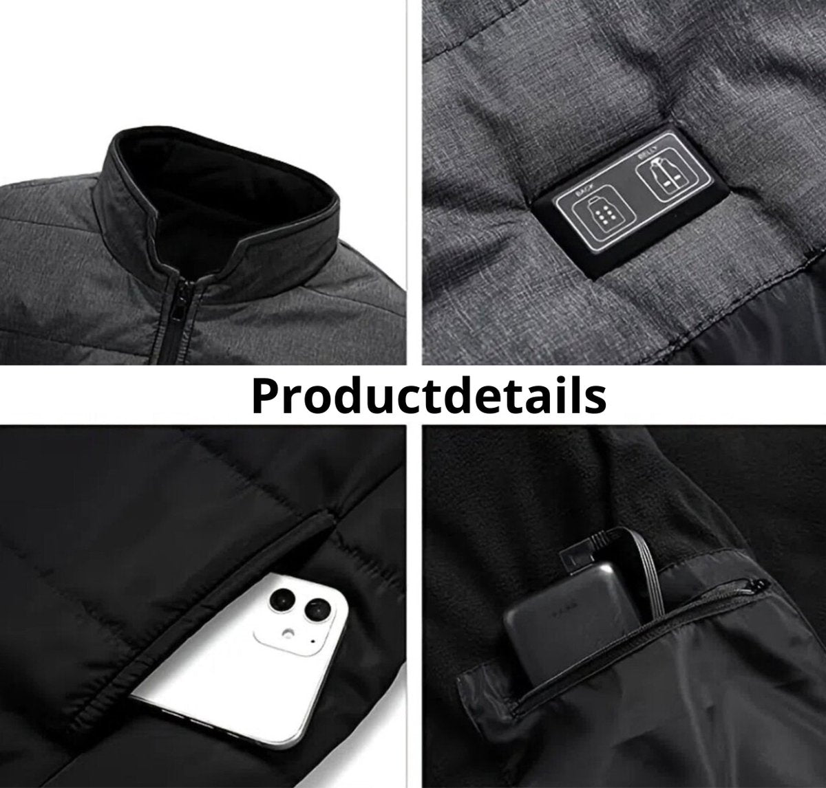 Xerolax Verwarmde Bodywarmer - Heated Vest - Elektrische Bodywarmer - Jas - Winter - Oplaadbaar - Unisex - Maat S - Grijs (Kopie)