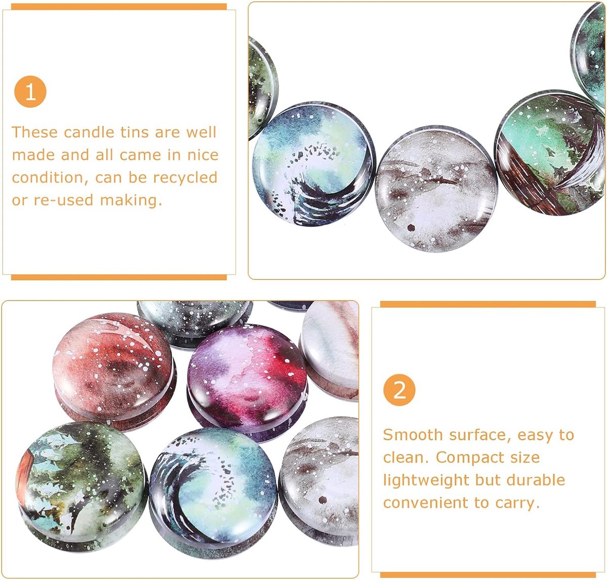 12 stuks metalen blikken, kaarsenblikken, gebaksdozen, koekjesdoos, kaarsglazen met deksel, mini-theedoos voor snoep, kaarsen, doe-het-zelf sieraden, voorraaddoos, feestgunst