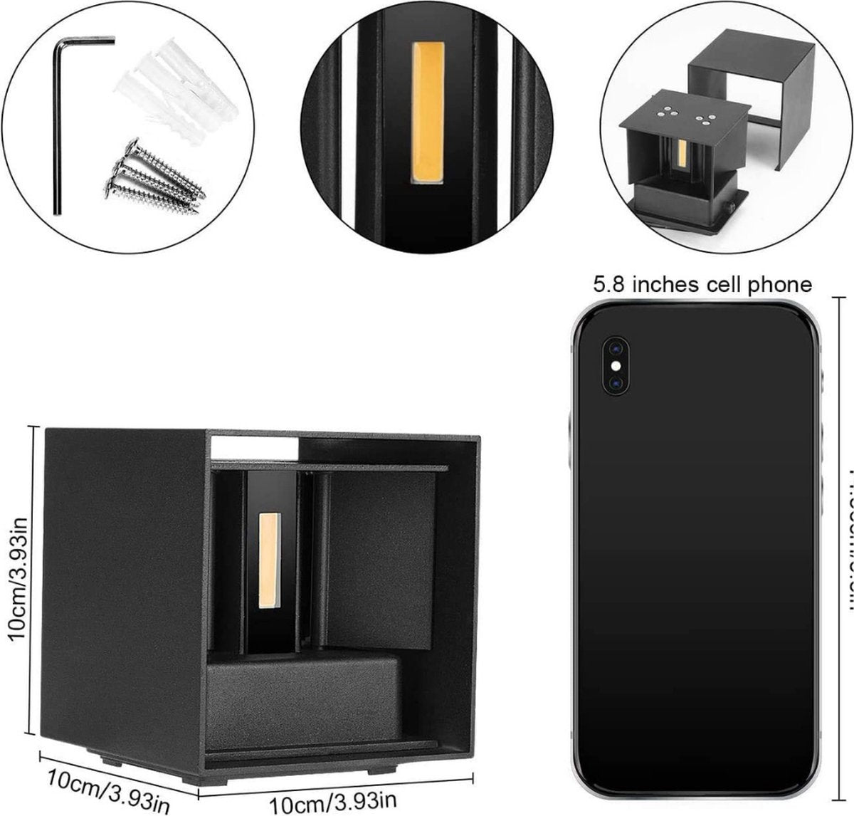 Rechargeable Outdoor Wall Light - Wall Lamp - Rechargeable Lamp - LED Wall Light - Indoor / Outdoor - 12W - 6000K - Warm White Light - Outdoor Lighting - Wall Lighting - LED - Outdoor Wall Lamp - Adjustable Beam Angle - IP65 Waterproof - 1000lm