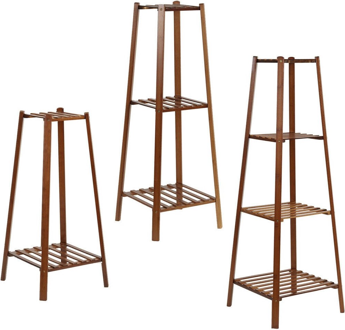 Plantentrolley - Wandrek - Voor Planten - Ladderkast - 2 Planken - 2 Laags - Plantenrek - Bamboe - Binnen/buiten