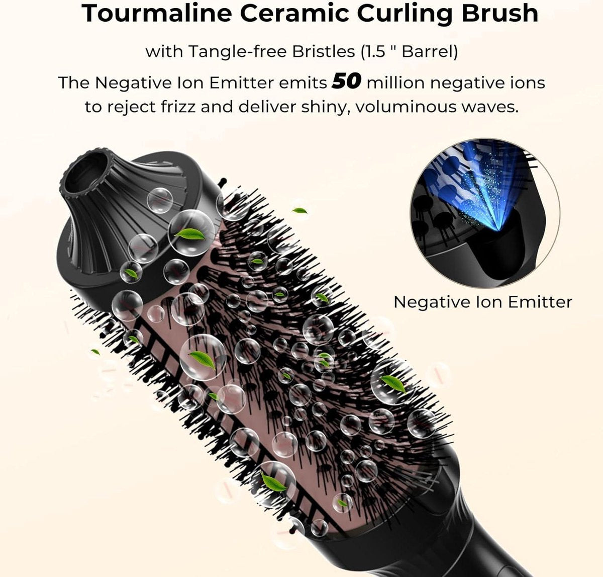 Föhnborstel Thermische Borstel – Ronde verwarmingsborstel met LCD-temperatuurinstelling 120-210 graden – 38 mm thermische borstel 3-in-1 – haarborstel voor volume en styling met dubbele spanning