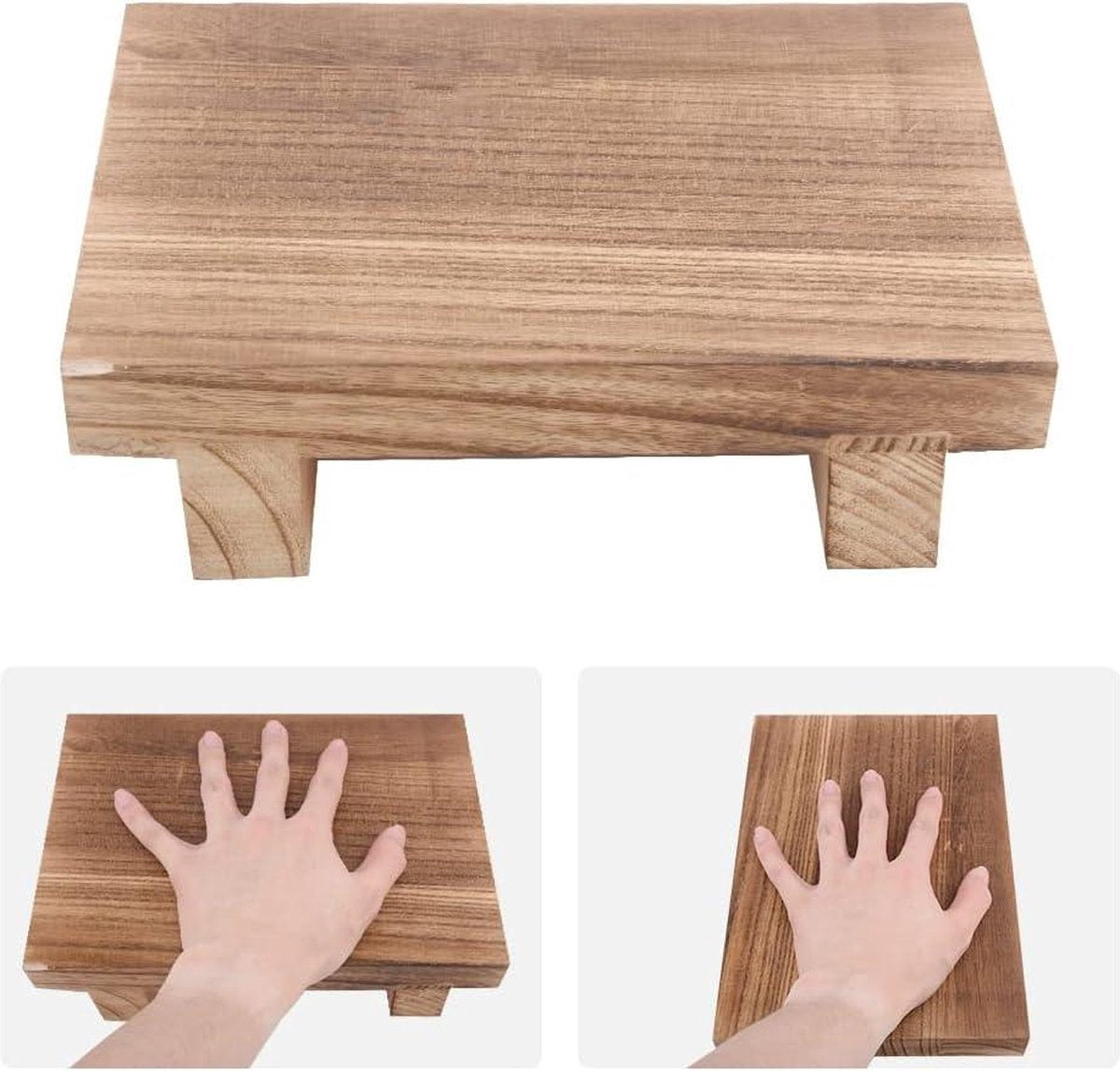Opstapkruk hout - multifunctionele stabiele kruk - massief hout voor hoge bedden - kinderen volwassenen - keuken woonkamer - 25 x 18 x 7 cm (hout)