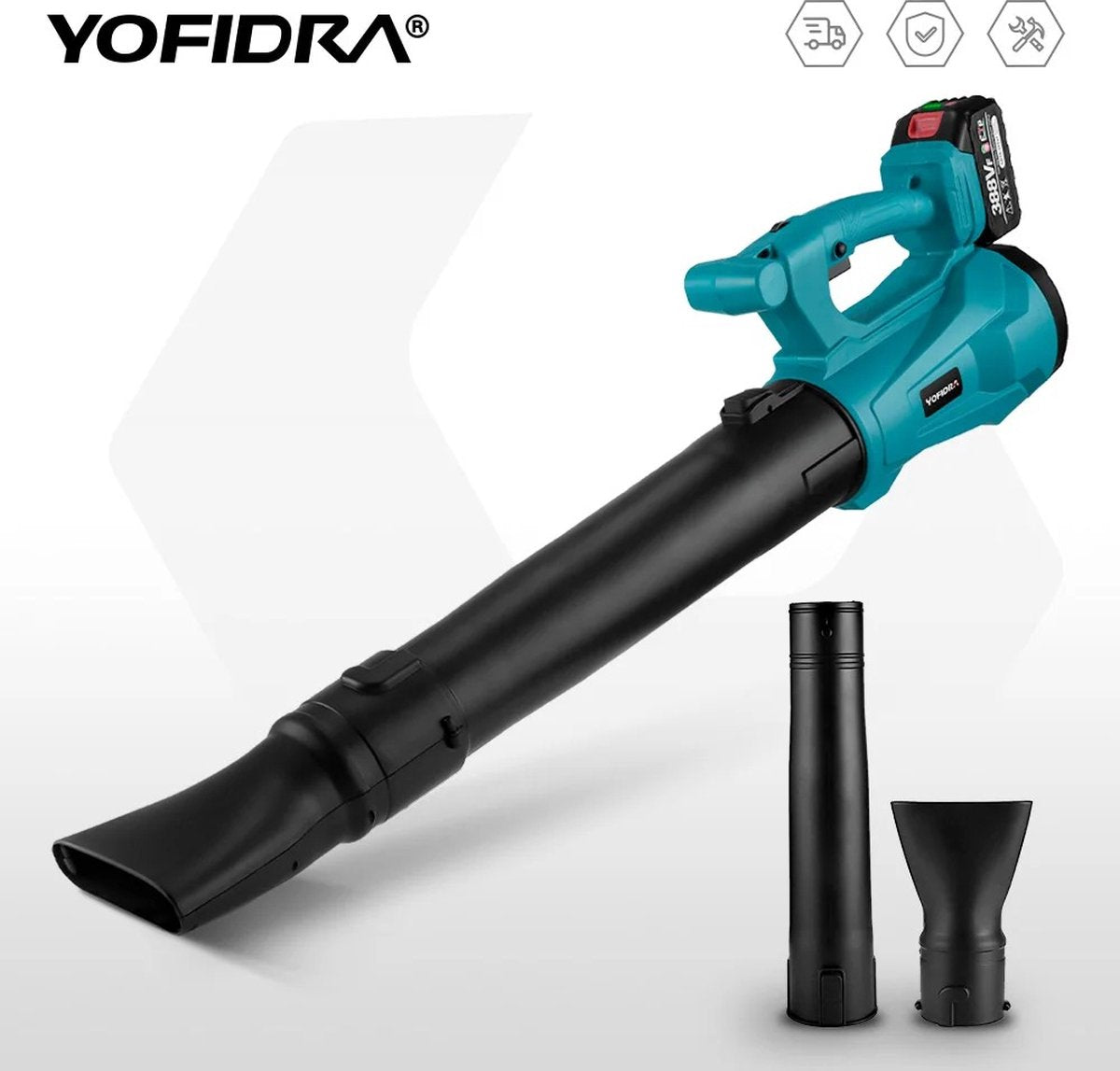 Fayb Bladblazer - Elektrische bladblazer - Sneeuwblazer - Vuilblazer - Stofblazer - Draadloos - 6 snelheden - Inclusief 2 accu's - Geschikt voor Makita 18V accu - 2000W - 18V - 6.9m/min
