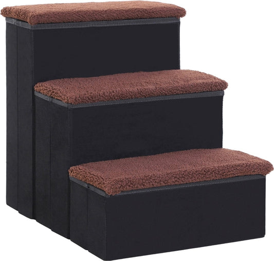 Dog steps with 3 steps - Cat steps - Pet steps - Steps - Stool - Black 40 x 54 x 48 cm