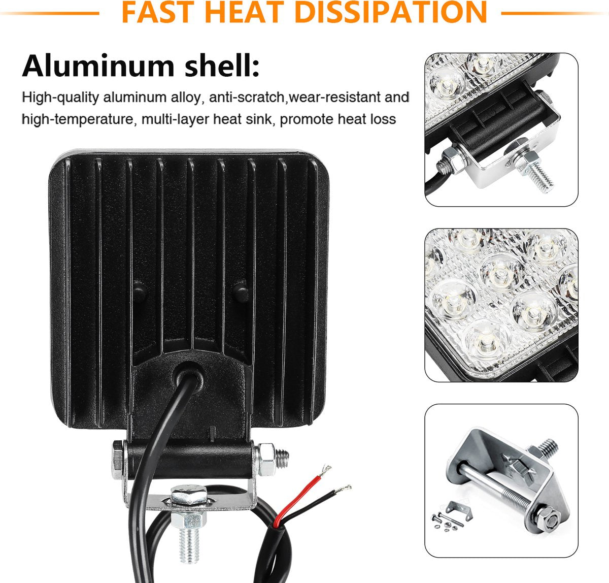 8x Led werklamp 48 Watt - Werklamp - werkverlichting - veel licht - auto - bus - achteruitrijverlichting - extra led koplamp voor offroad 12 V 24 V koplamp IP67-waterdicht, achteruitrijlicht voor tractor, auto graafmachine, SUV, UTV, ATV