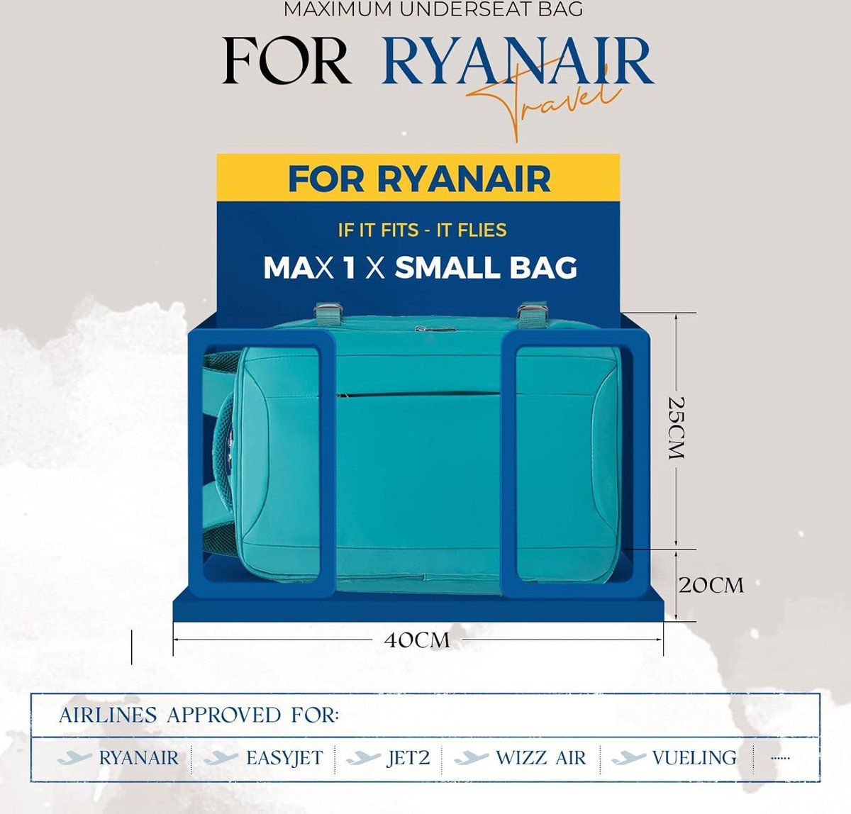 Handbagage rugzak Easyjet - 45 x 36 x 20 - reisrugzak vliegtuig - laptoprugzak 15.6 inch - 32 liter - dames heren
