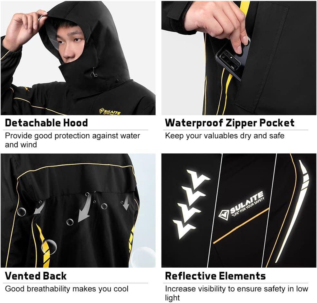 Motorfiets regenpak voor heren en dames - Waterdicht fietskleding regenpak - Jas en broek met opbergtas