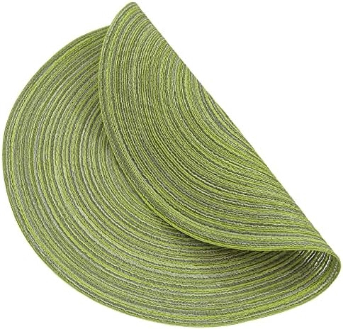 Set van 6 placemats, katoen, rond, gevlochten placemats, afwasbaar, grijs, rond, wasbaar, hittebestendig, voor bruiloft, feest, keuken, decoratie, 38 cm (Groen)