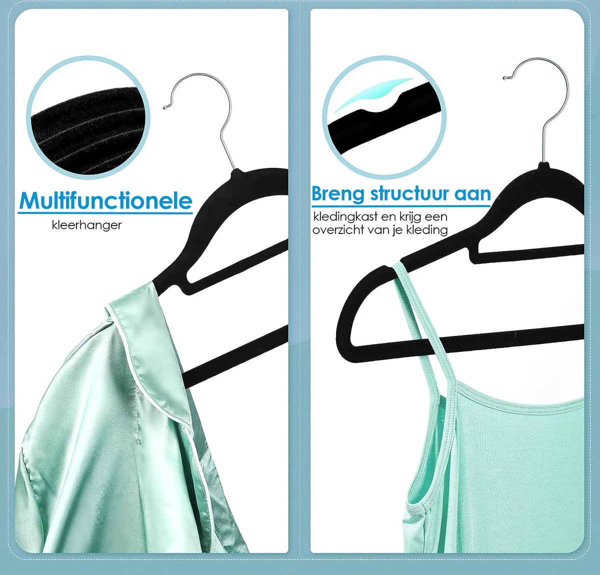Life's Green® Fluwelen Kleerhangers - 30 Stuks - Kledinghangers - Anti-slip - Velvet - Zwart