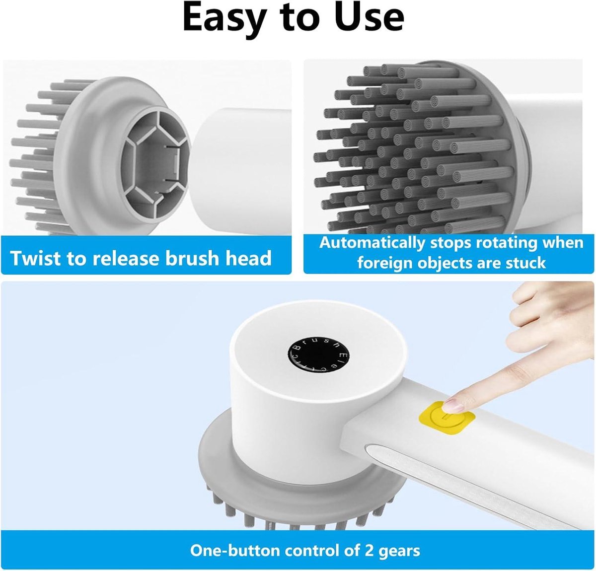 Electric Power Scrubber Cleaning Brush - 3 Brushes - Waterproof - Kitchen Bathroom Tiles