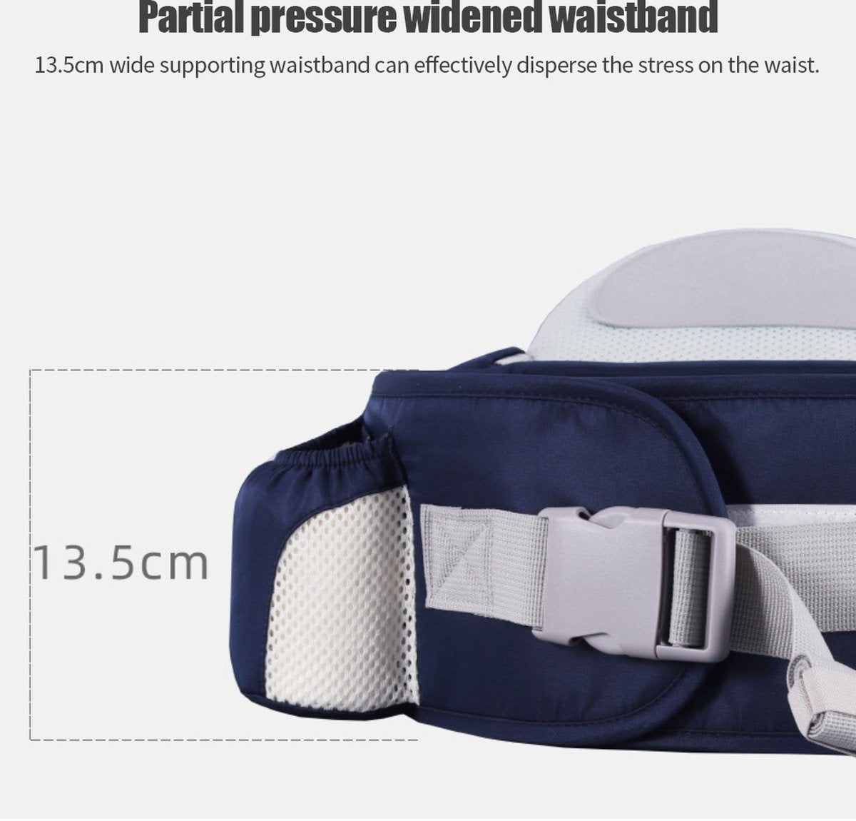 Baby Heupdrager met Extra Band en Nek Band – Grijs – Heupsteun voor Baby en Peuter – Draagtas met Veiligheidsband tegen Rugklachten – Kind Hip Seat Carrier