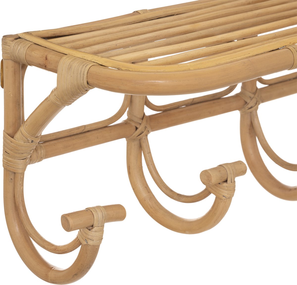 Aoni wandrek met kapstok 5 haken - Rotan - 80 x 25 x H25 cm