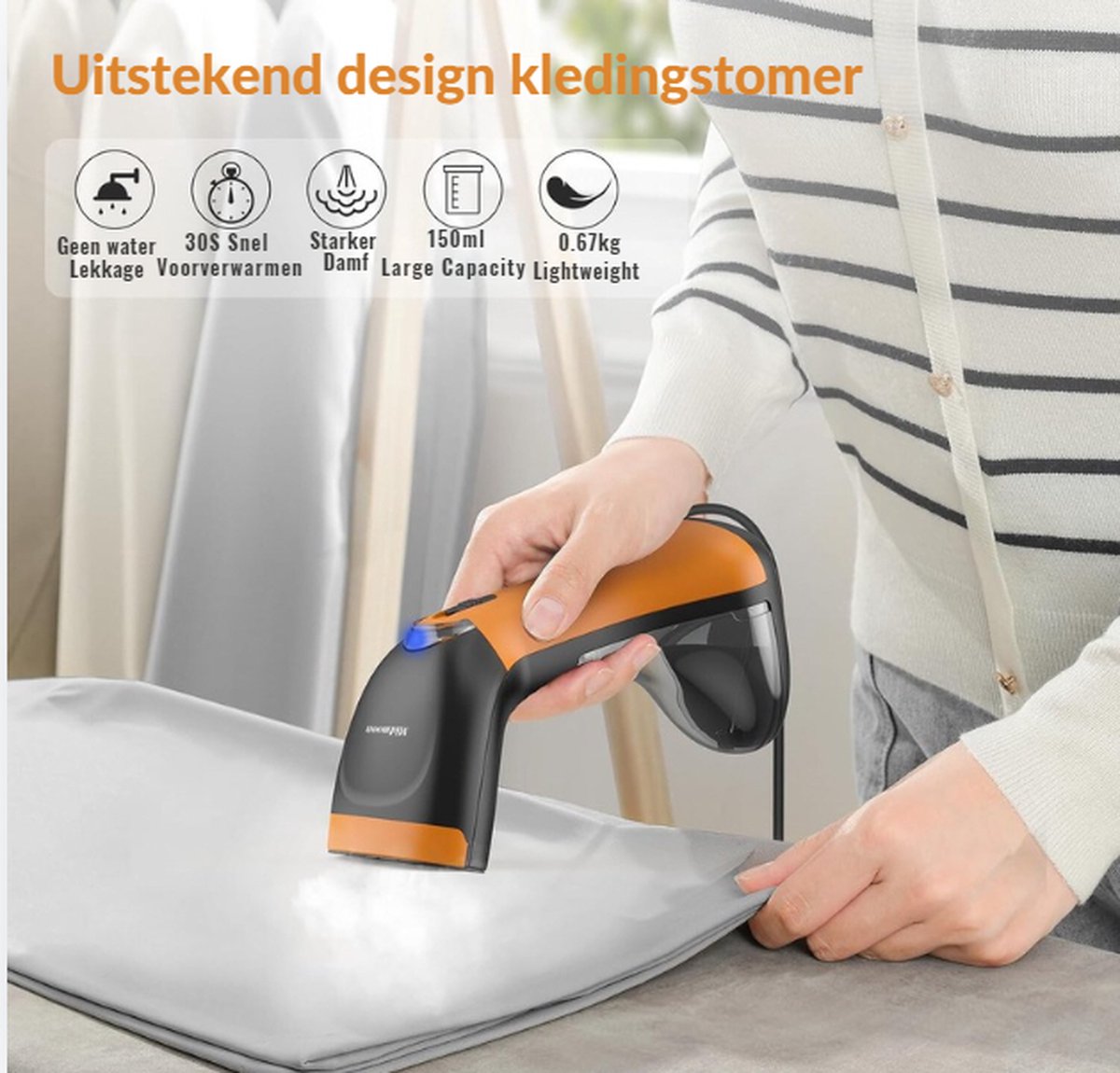 Clothes Steamer - Handheld Steamer - Garment Steamer - Clothing Ironing Machine - For Clothes and Furniture - Portable - Wrinkle Remover