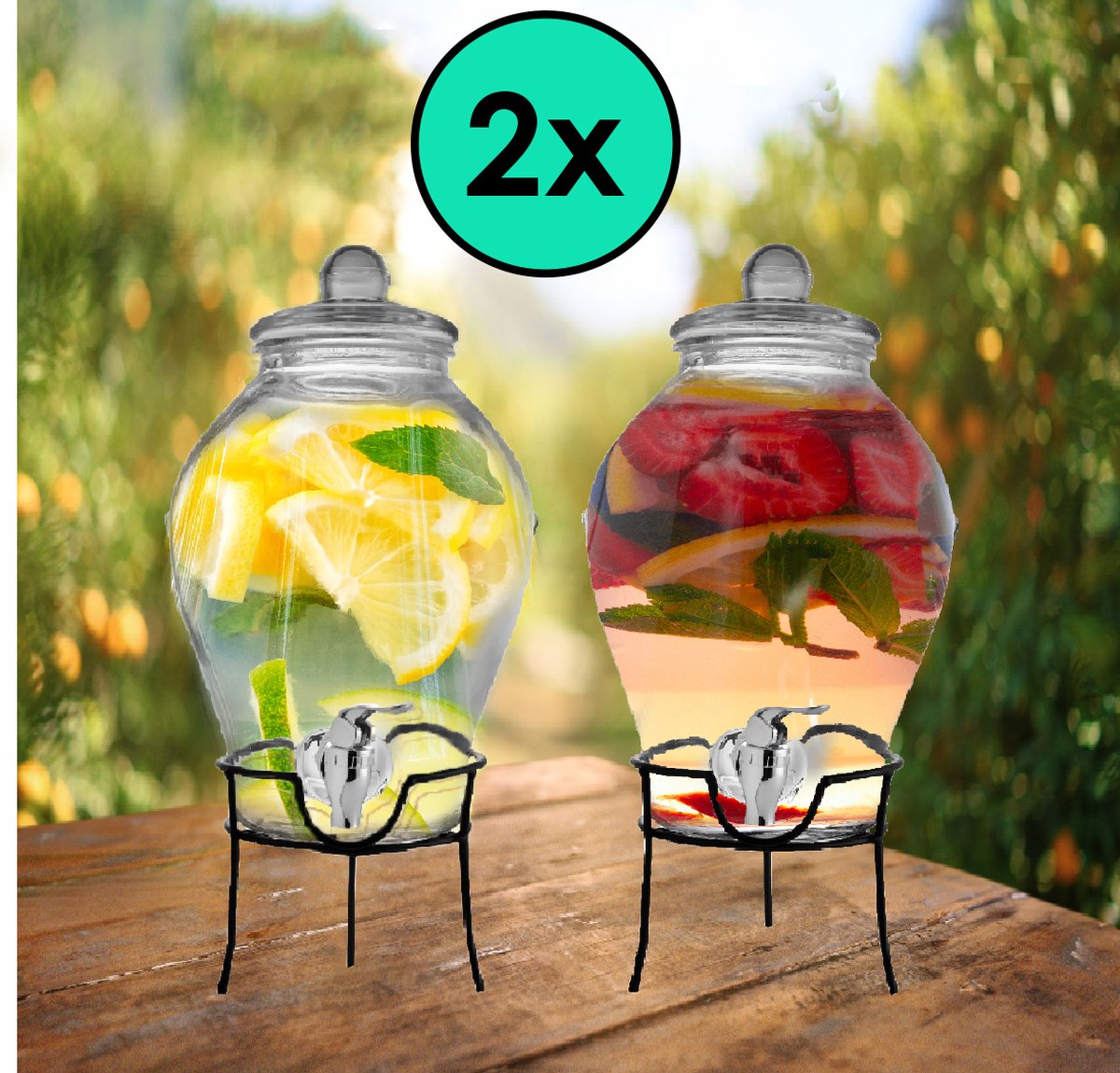 Drankdispenser met Kraantje - Limonadetap - Sapdispenser - 6 Liter - Glas