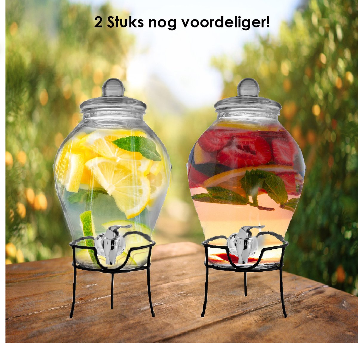 Drankdispenser met Kraantje - Limonadetap - Sapdispenser - 6 Liter - Glas