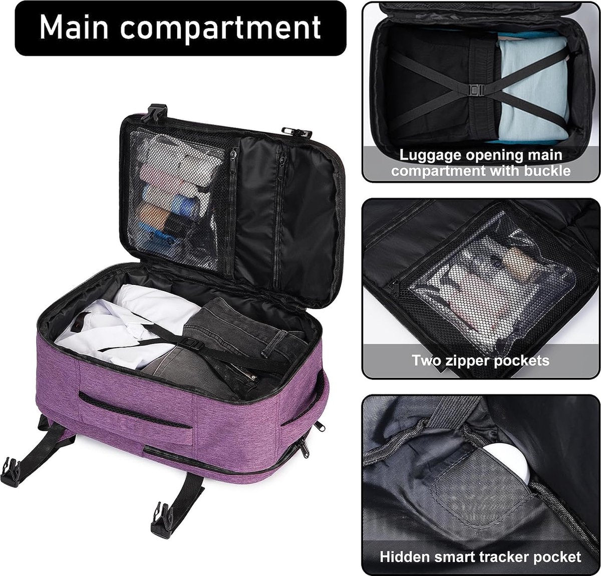 Backpack 40 x 20 x 25 cm, for Ryanair plane, travel backpack, hand luggage, luggage, laptop, daypack, PET recycled, environmentally friendly backpack, waterproof, under seat, 20 liter, for