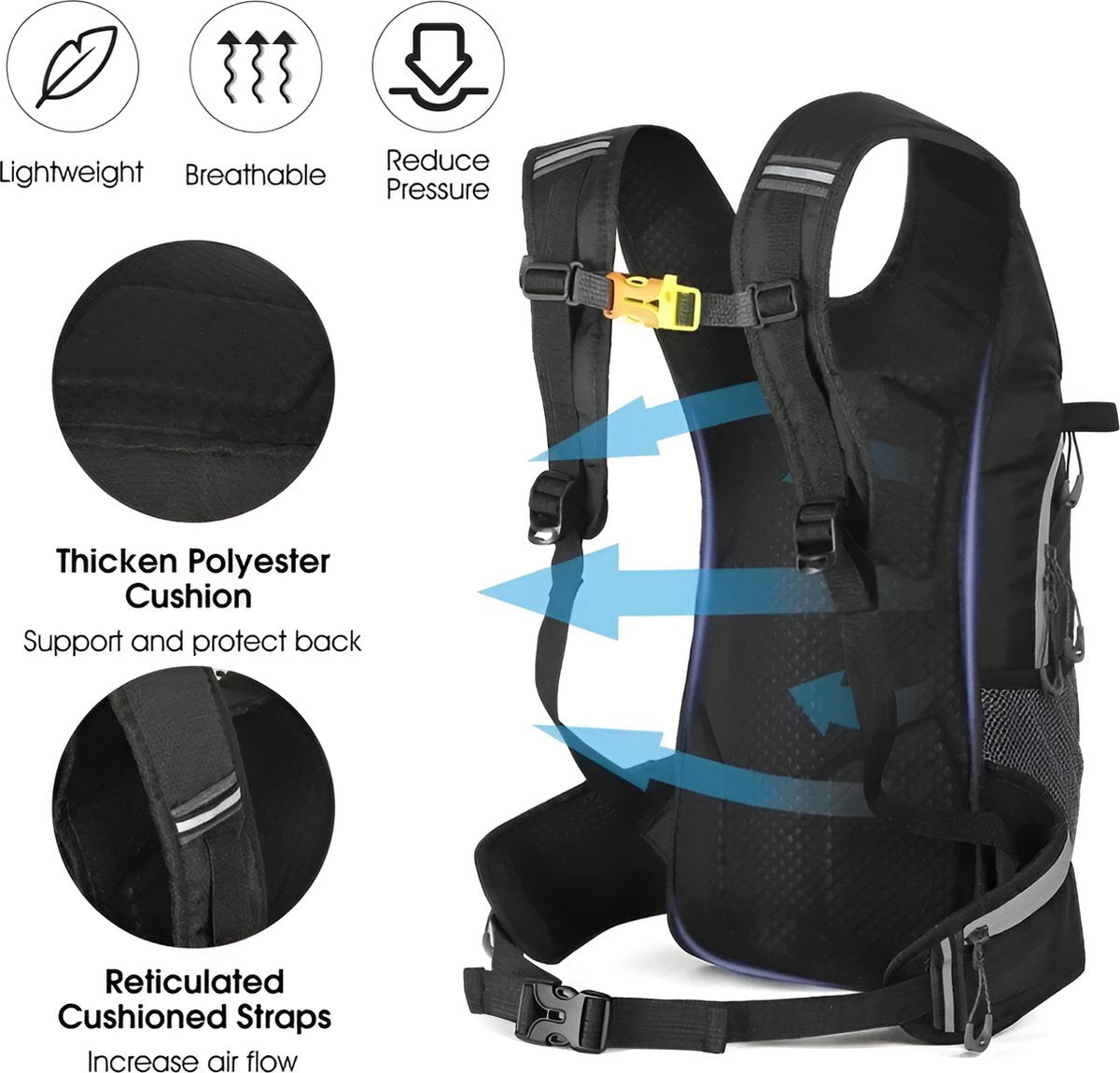 E-Shop4u® - Fietsrugzak 16L - Opvouwbaar - Waterzak 2L - Oranje - Outdoor Sport - Mannen & Vrouwen