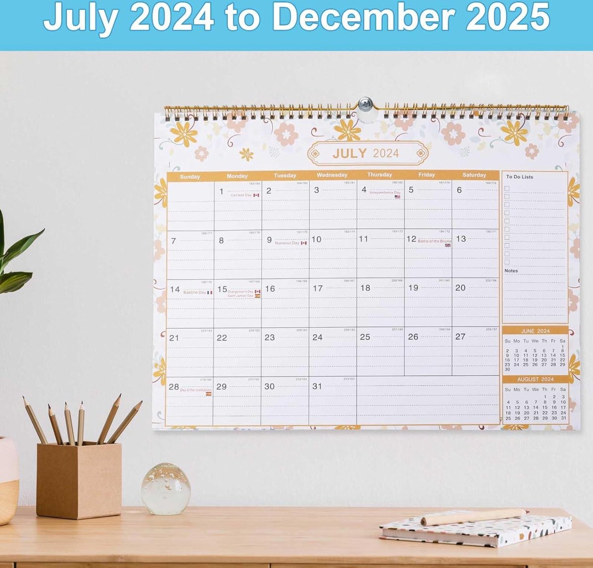 Large Wall Calendar 2024-2025 3048x38cm - Monthly Wall Planner - Home, Office, School Calendar 2025 Monthly Calendar