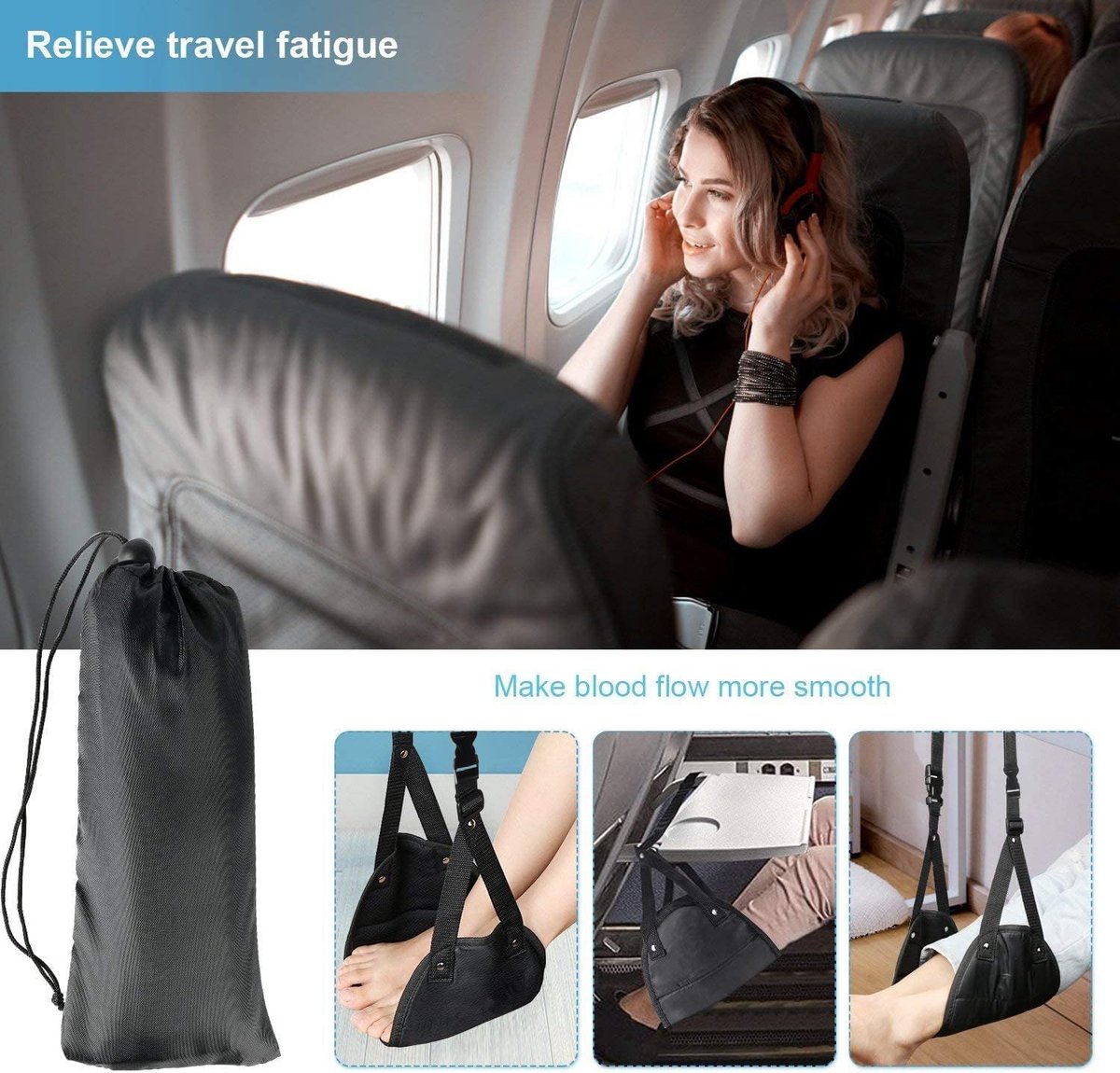 Foot Hammock Airplane - Travel Footrest - Travel Accessory - Comfortable - Airplane Comfort