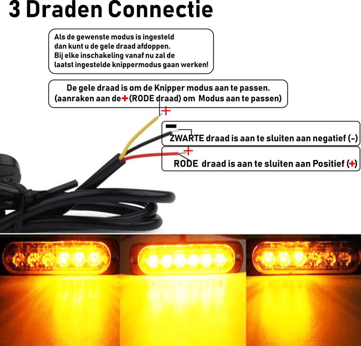 8-pack waarschuwingslampen - 12V/24V LED - 18W - 2000K - Noodverlichting - Werkverkeer - 6 LED - 18 standen - Flitspatronen - AMBER - Oranje - Knipperlichten - Waarschuwingslichten - Knipperlicht - Gevaar - Noodverlichting - Knipperlichten