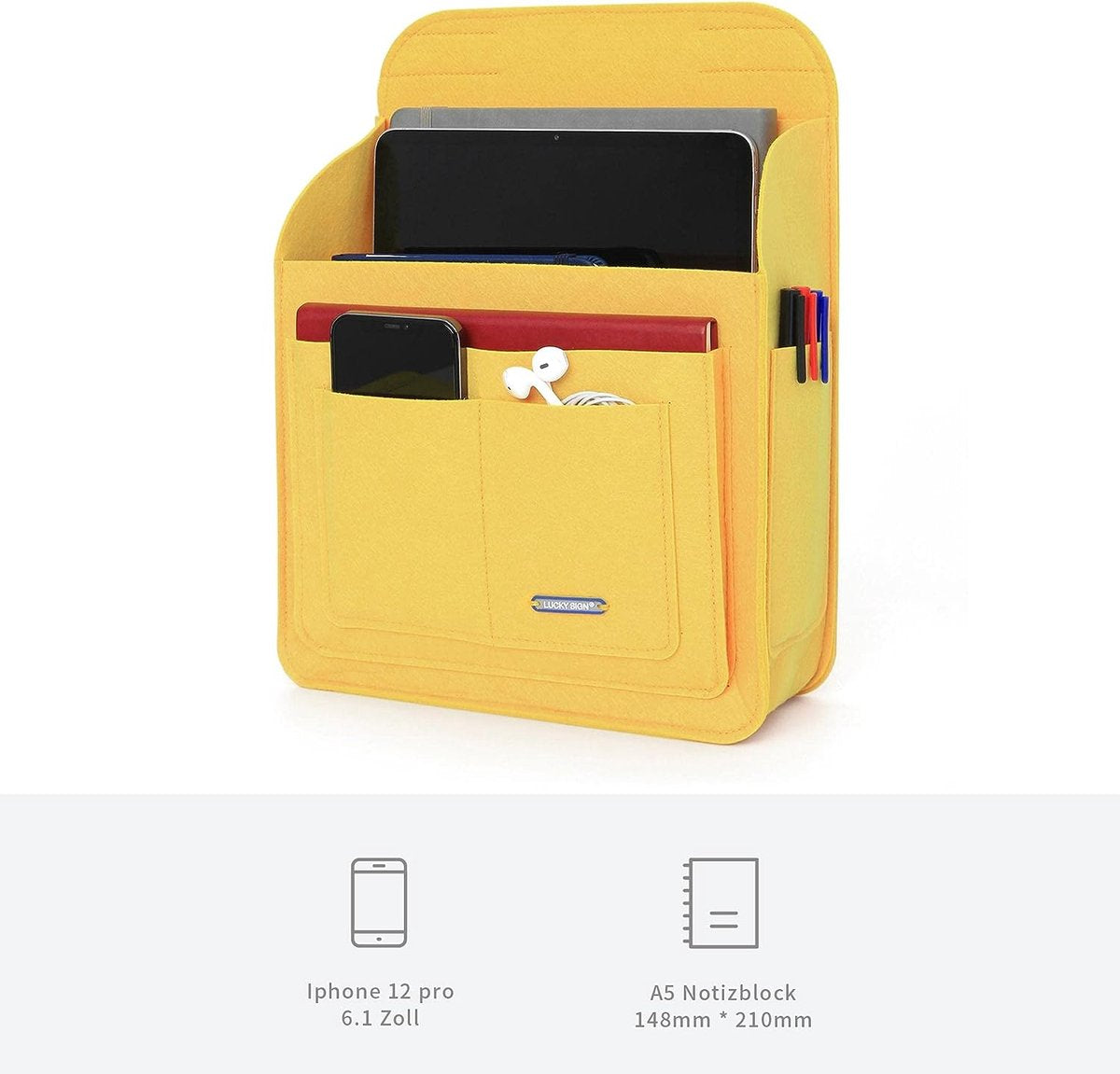 Felt multifunctionele organizer voor Fjällräven Classic 16L rugzak, 26 x 10 x 35 cm, geel