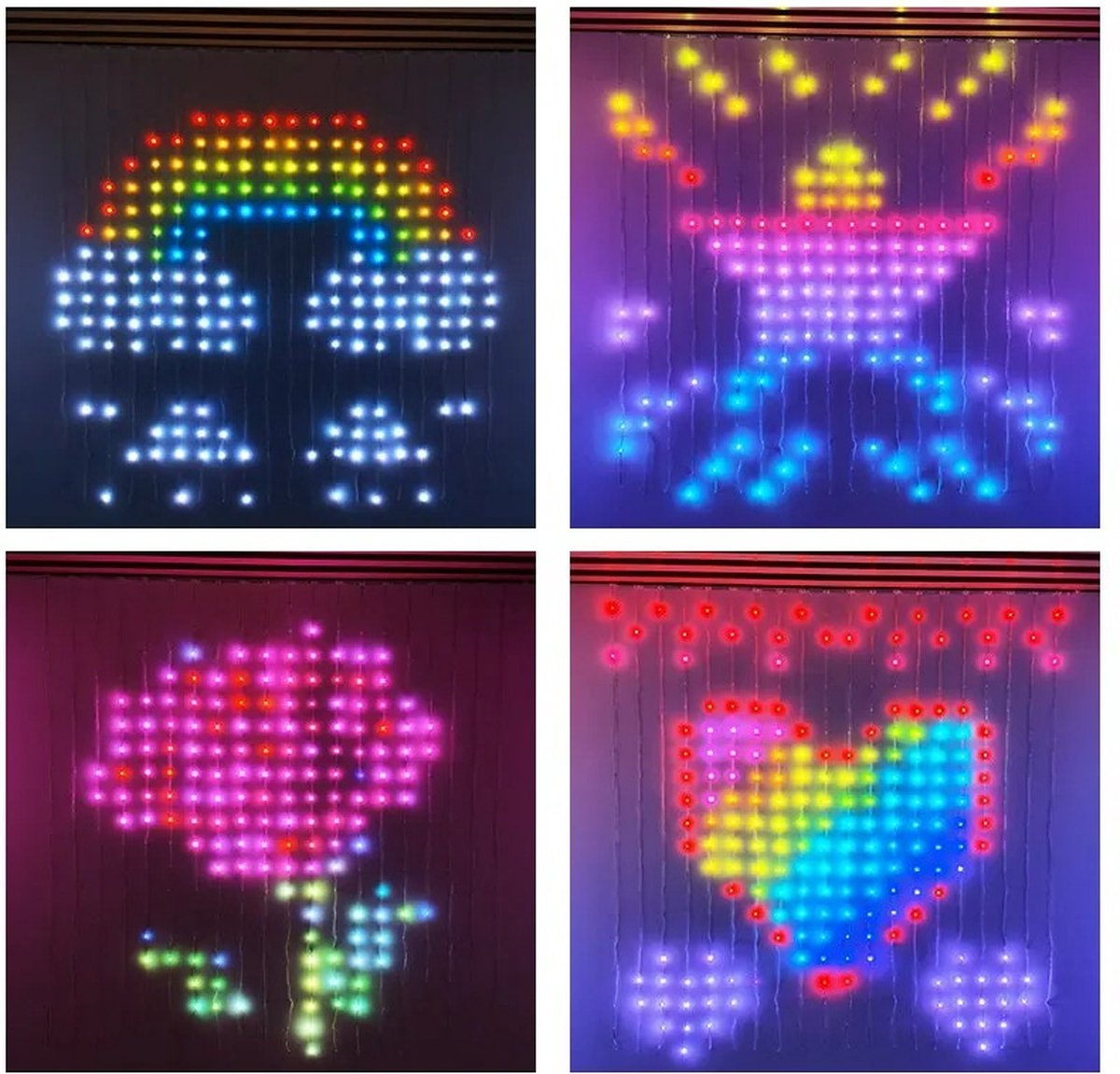 Slim Lichtgordijn - LED Gordijn - 400 Leds - Slimme App Gordijnverlichting - Led Lichtsnoer - IP65 Waterdicht - Programmeerbaar Patroon En Tekst - 2x2 Meter - Kerst Bruiloft Slaapkamer Decor