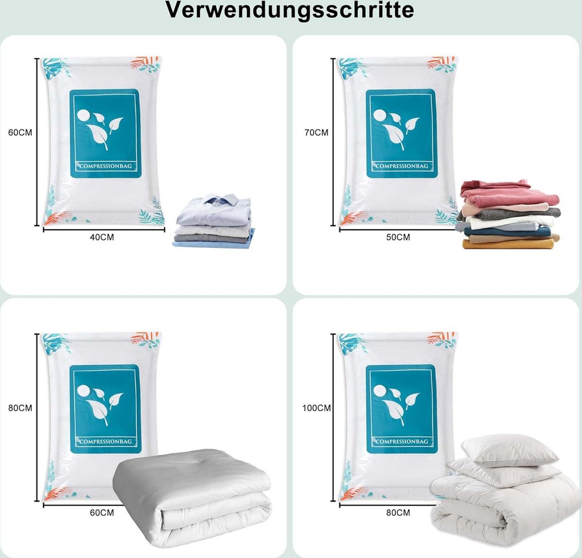 Vacuümzakken voor kleding - set van 8 stuks - elektrische vacuümpomp - dekbedden - matrassen - dekens - kussens - beddengoed - reizen - verhuizen vacuüm opbergzak jumbovacuum opbergzak jumbo