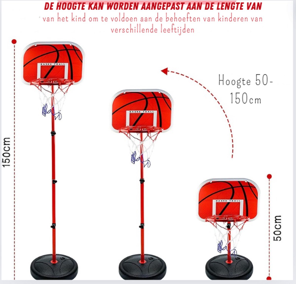 Basketbalset - Speelset Junior - Basketbalstandaard - Hoop - Basket - Ringen - Basketballen - Ring voor kinderen