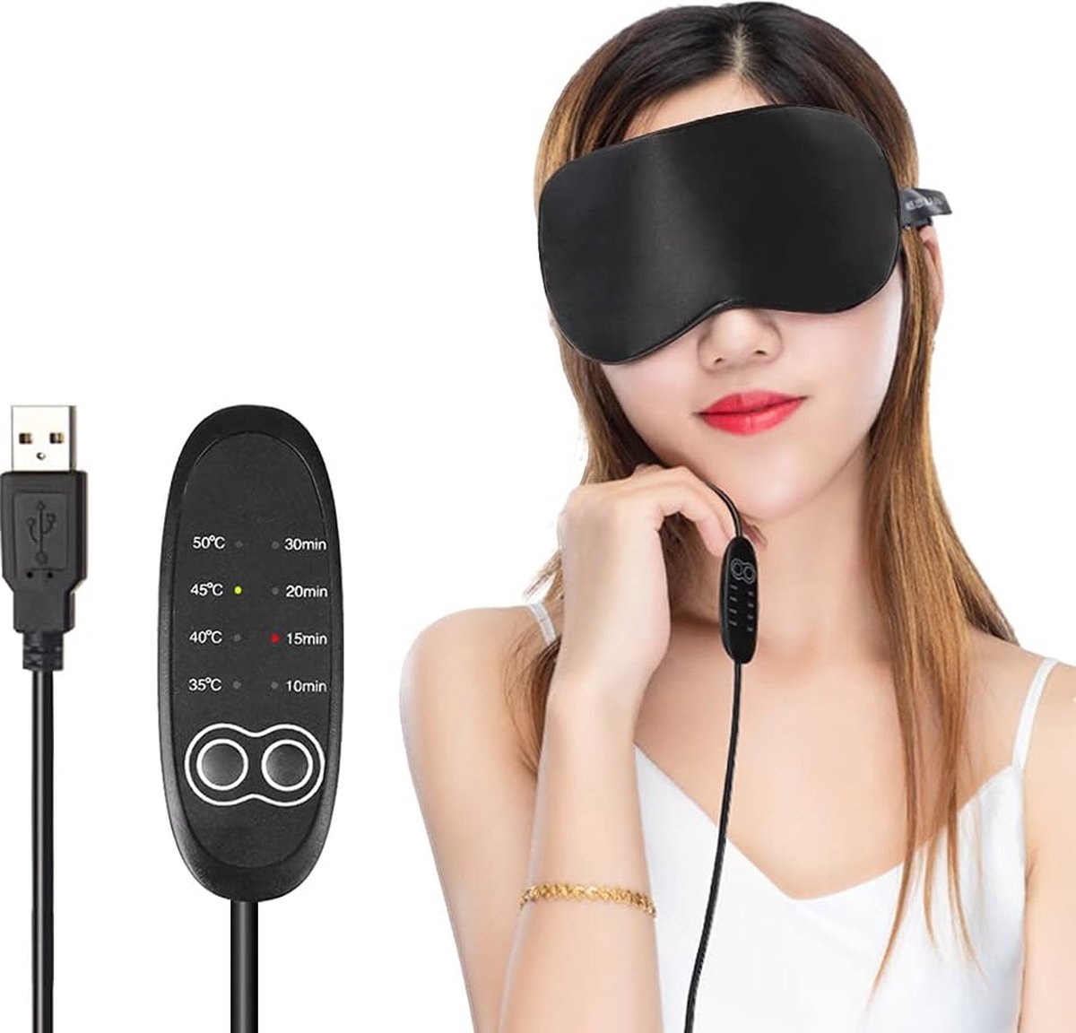 Heated Eye Mask - 4 Modes - Black - Electric Eye Mask - Eye Mask - Eye Mask for Puffiness - Sleep Mask - Dry Eyes