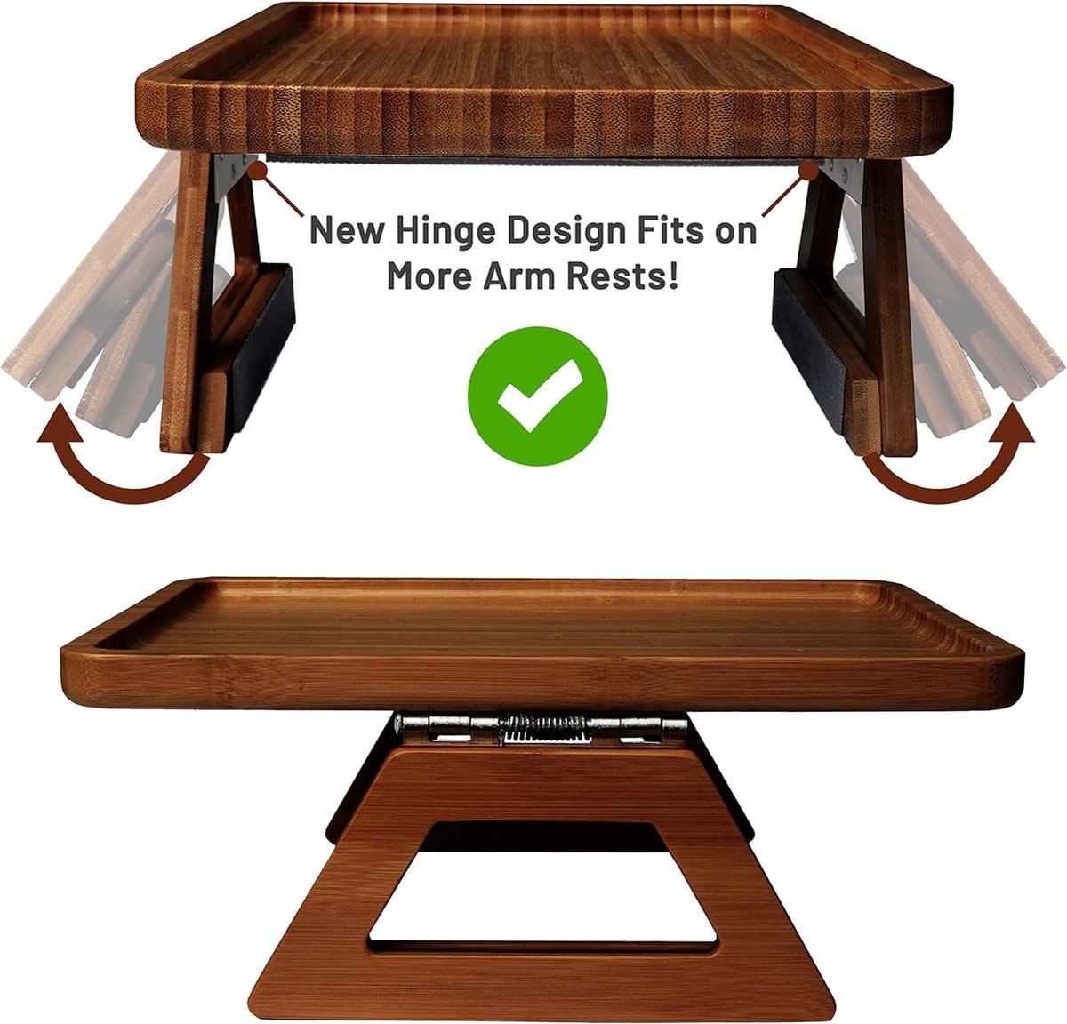 ClipOn Dienblad Rechthoekige Sofa Tafel voor Brede Banken, Bank Armleuning Tafel, Draagbare Tafel, TV Tafel en Bijzettafels voor Kleine Ruimtes, Stevige Sofa Arm Tafel voor Eten en Drinken