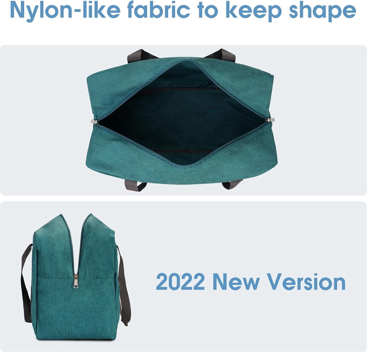Handbagage, 40 x 20 x 25 cm, tas voor in het vliegtuig, opvouwbare reistas voor dames en weekendtrips, 20 liter, blauw, groen