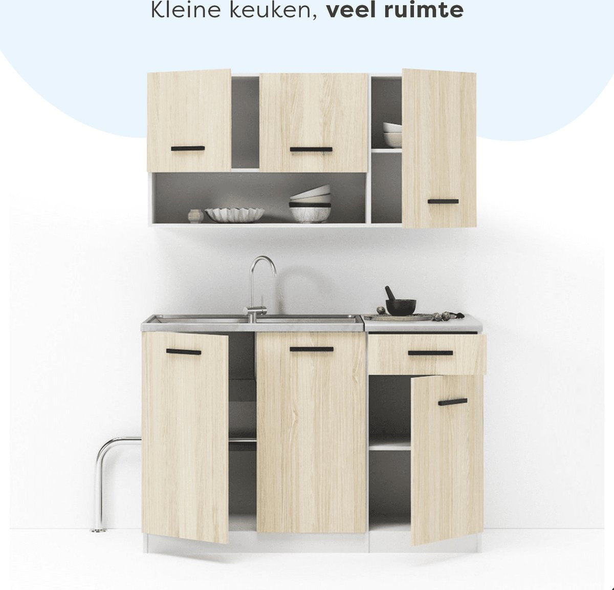 Small Kitchen Sleek - 120cm - Mini Kitchenette - Kitchenette with Franke Sink - Cheap Kitchen Cabinet