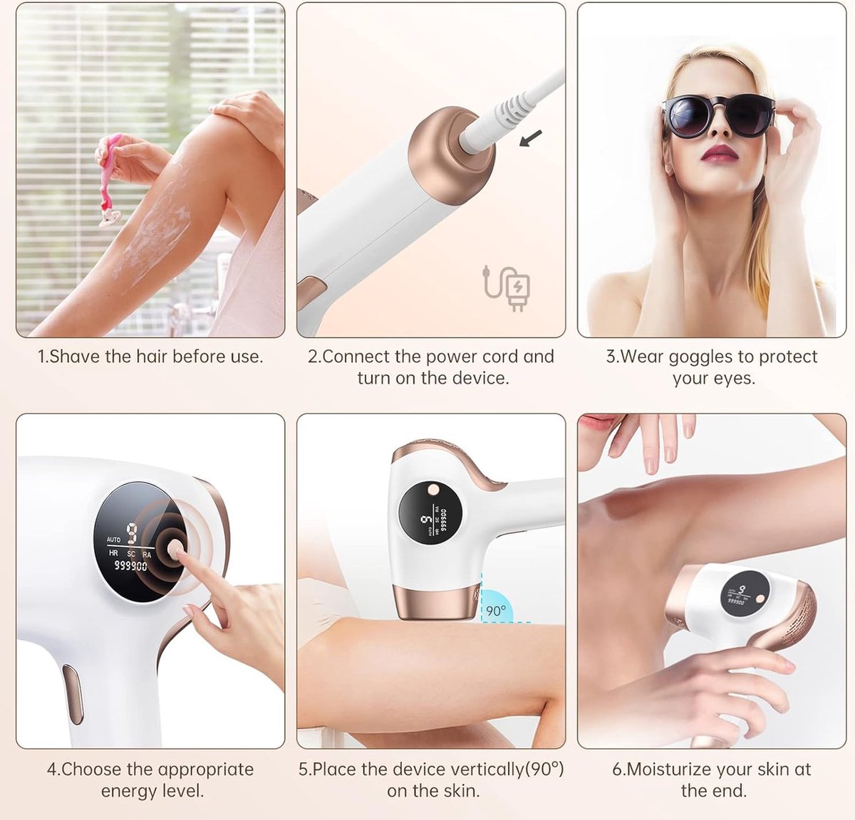 IPL Ontharingsapparaat - 999.900 flitsen - Ontharing - Laser en Lichtontharing - voor Mannen en Vrouwen