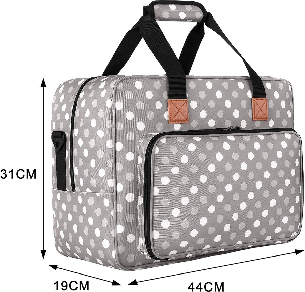 Sewing Machine Bag - Portable Carrying Case for Sewing Machine and Extra Sewing Accessories - Grey Dots