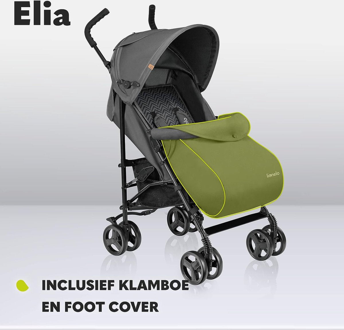 Elia Lichtgewicht Buggy tot 15 kg van 6 maanden tot ca. 3 jaar, Kinderwagen, Wandelwagen met Muskietennet, Voetenzak en Regenhoes, Lichte Constructie 7kg, Snel en Eenvoudig Opvouwsysteem (Grijs)