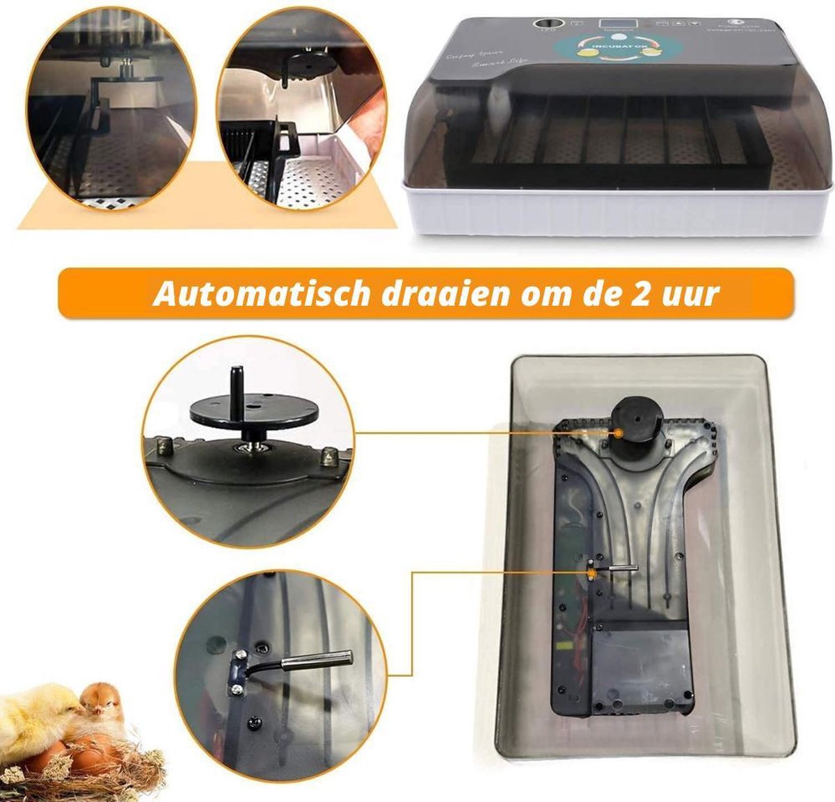 Automatic Egg Incubator with Heating Plate Incubator with Luxury Hygrometer - Up to 60 Eggs